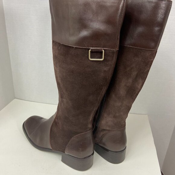 Coldwater Creek Chocolate Brown Leather & Suede Mid Calf Boot, size 6 - Picture 3 of 15